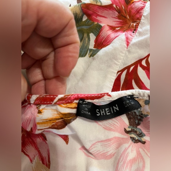 💙SHEIN Women Floral Print Cami Romper white green red and Pink - Picture 12 of 12